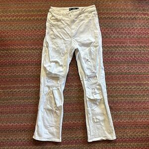 HOLLISTER WHITE DISTRESSED ULTRA HIGH RISE STRETCH DAD JEAN